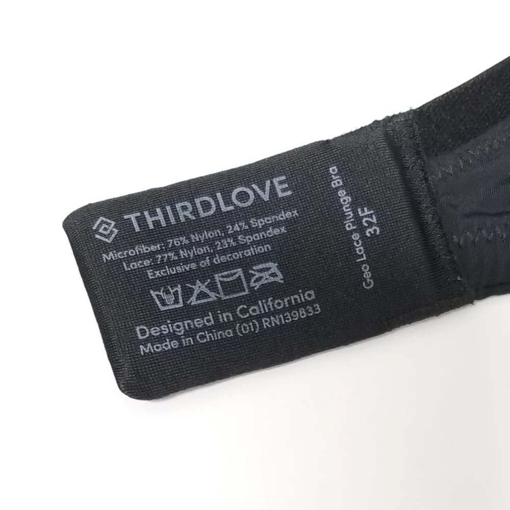 ThirdLove Geo Lace Plunge Bra Black 32F